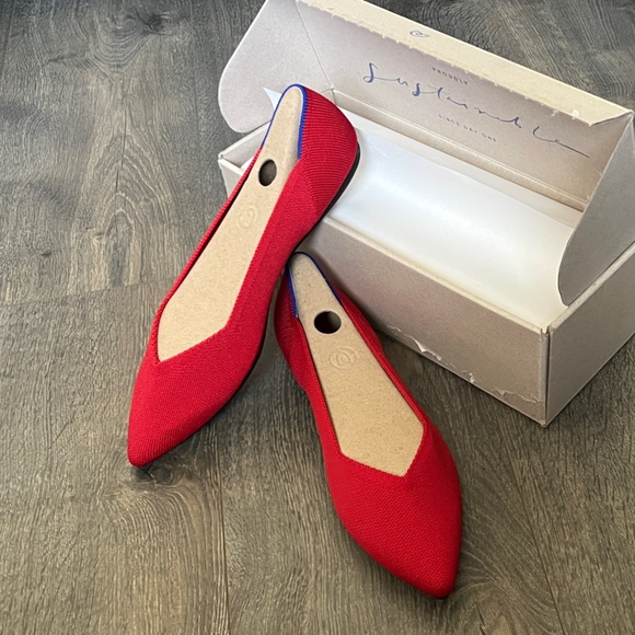 Rothy's Bright Red Point Flats - Picture 1 of 5